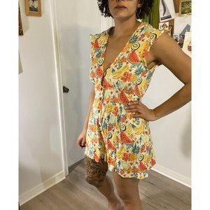 Camila Romper in White Fruit Print